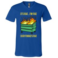 ItS Fine IM Fine Everything Is Fine Lil Dumpster Fire V-Neck T-Shirt