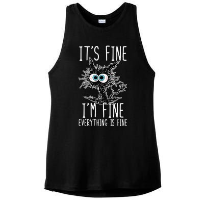 It's Fine I'm Fine Everything Is Fine Funny Black Cat Ladies PosiCharge Tri-Blend Wicking Tank