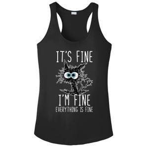 It's Fine I'm Fine Everything Is Fine Funny Black Cat Ladies PosiCharge Competitor Racerback Tank