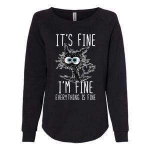 It's Fine I'm Fine Everything Is Fine Funny Black Cat Womens California Wash Sweatshirt