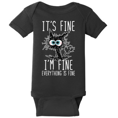 It's Fine I'm Fine Everything Is Fine Funny Black Cat Baby Bodysuit
