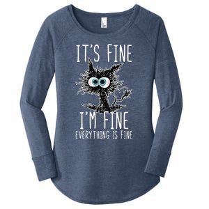 It's Fine I'm Fine Everything Is Fine Funny Black Cat Women's Perfect Tri Tunic Long Sleeve Shirt