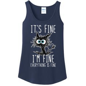 It's Fine I'm Fine Everything Is Fine Funny Black Cat Ladies Essential Tank