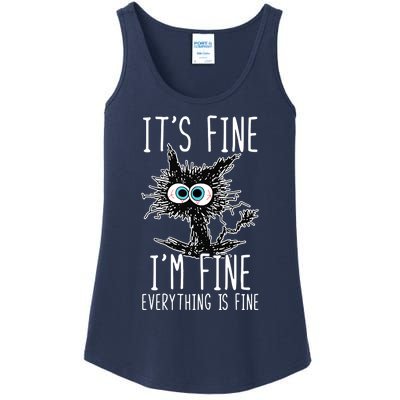 It's Fine I'm Fine Everything Is Fine Funny Black Cat Ladies Essential Tank