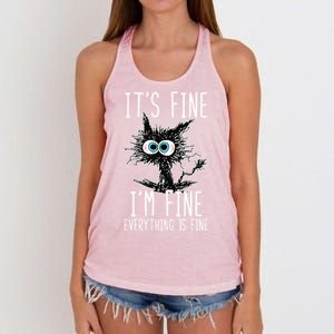 It's Fine I'm Fine Everything Is Fine Funny Black Cat Women's Knotted Racerback Tank