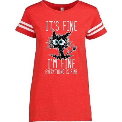 It's Fine I'm Fine Everything Is Fine Funny Black Cat Enza Ladies Jersey Football T-Shirt