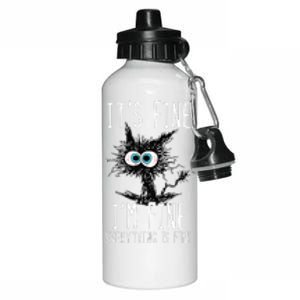 It's Fine I'm Fine Everything Is Fine Funny Black Cat Aluminum Water Bottle