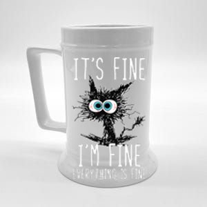 It's Fine I'm Fine Everything Is Fine Funny Black Cat Beer Stein