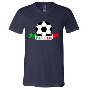 Italy Football Italian Flag Soccer Ball Italia Gift V-Neck T-Shirt