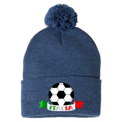 Italy Football Italian Flag Soccer Ball Italia Gift Pom Pom 12in Knit Beanie