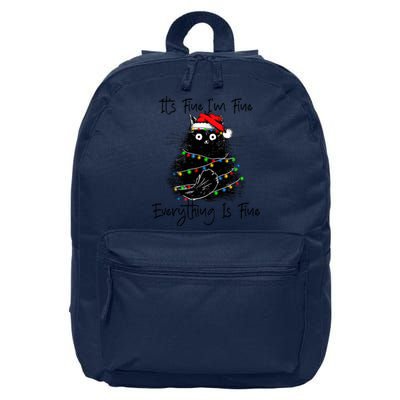 Its Fine IM Fine Everything Is Fine Christmas Black Cat 16 in Basic Backpack