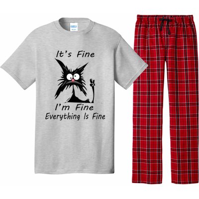 Its Fine Im Fine Everything Is Fine Silly Cat Pajama Set