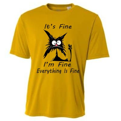 Its Fine Im Fine Everything Is Fine Silly Cat Cooling Performance Crew T-Shirt