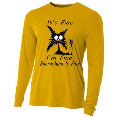 Its Fine Im Fine Everything Is Fine Silly Cat Cooling Performance Long Sleeve Crew