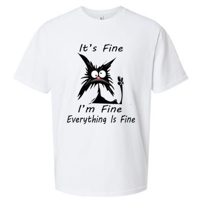 Its Fine Im Fine Everything Is Fine Silly Cat Sueded Cloud Jersey T-Shirt