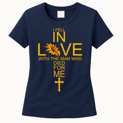 I Fell In Love With The Man Who Died For Me Womens T-Shirt