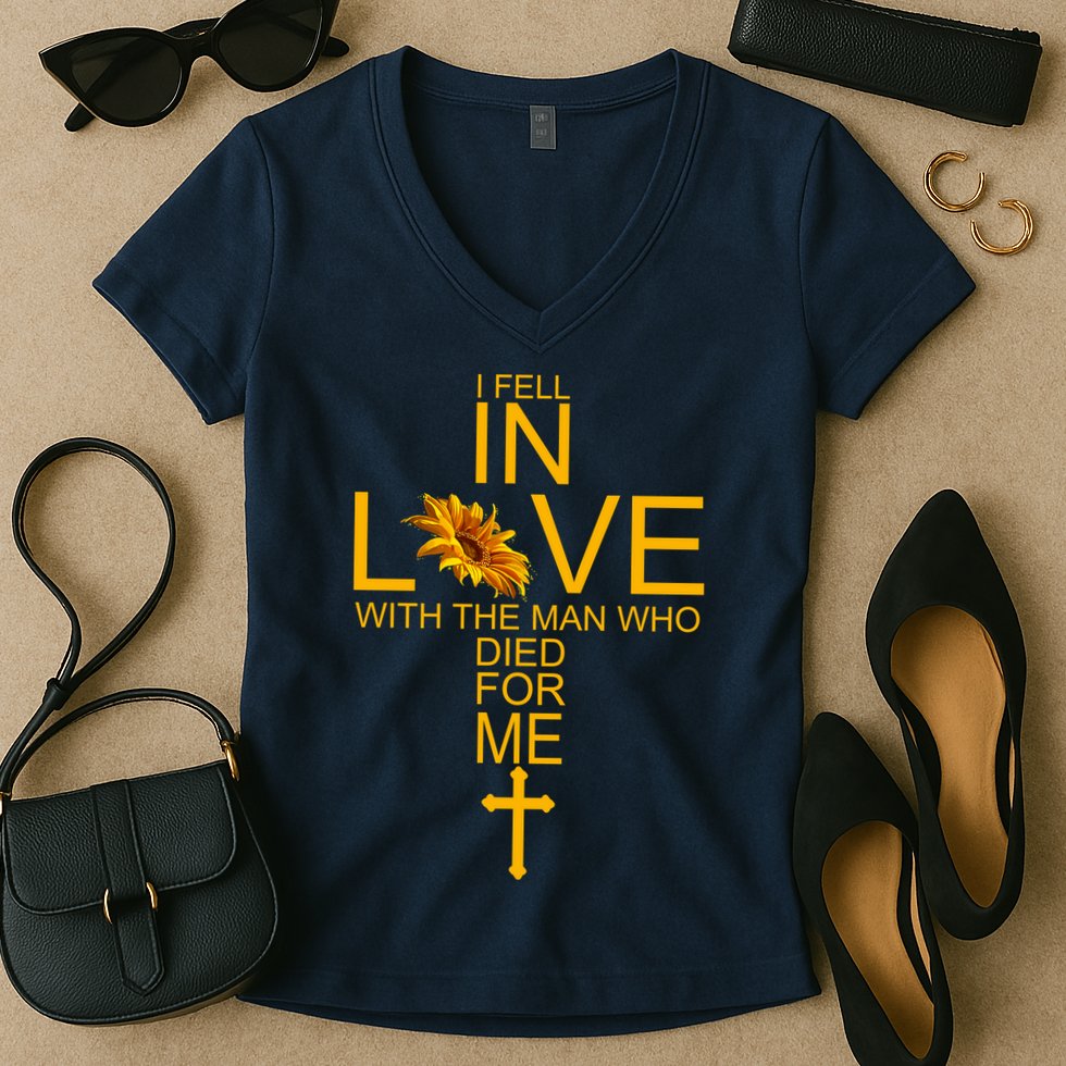 I Fell In Love With The Man Who Died For Me Women's V-Neck T-Shirt