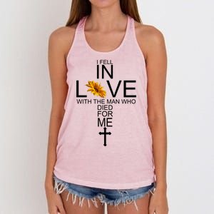 I Fell In Love With The Man Who Died For Me Women's Knotted Racerback Tank