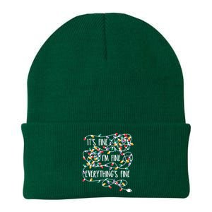 It's Fine I'm Fine Everything Is Fine Christmas Lights Knit Cap Winter Beanie