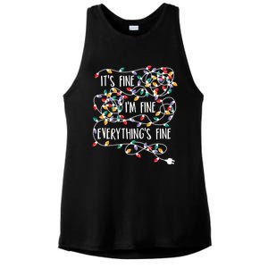 It's Fine I'm Fine Everything Is Fine Christmas Lights Ladies PosiCharge Tri-Blend Wicking Tank