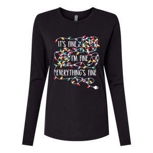 It's Fine I'm Fine Everything Is Fine Christmas Lights Womens Cotton Relaxed Long Sleeve T-Shirt