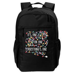 It's Fine I'm Fine Everything Is Fine Christmas Lights Daily Commute Backpack