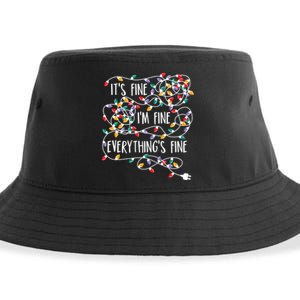 It's Fine I'm Fine Everything Is Fine Christmas Lights Sustainable Bucket Hat