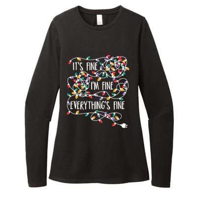 It's Fine I'm Fine Everything Is Fine Christmas Lights Womens CVC Long Sleeve Shirt