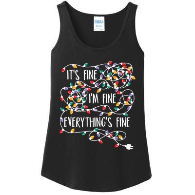 It's Fine I'm Fine Everything Is Fine Christmas Lights Ladies Essential Tank