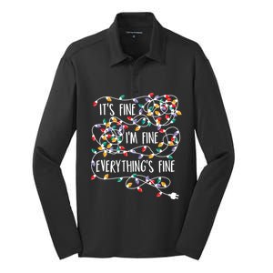 It's Fine I'm Fine Everything Is Fine Christmas Lights Silk Touch Performance Long Sleeve Polo