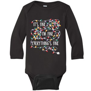 It's Fine I'm Fine Everything Is Fine Christmas Lights Baby Long Sleeve Bodysuit