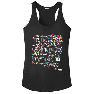 It's Fine I'm Fine Everything Is Fine Christmas Lights Ladies PosiCharge Competitor Racerback Tank