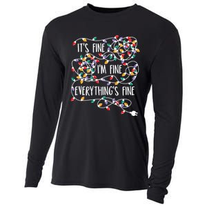 It's Fine I'm Fine Everything Is Fine Christmas Lights Cooling Performance Long Sleeve Crew