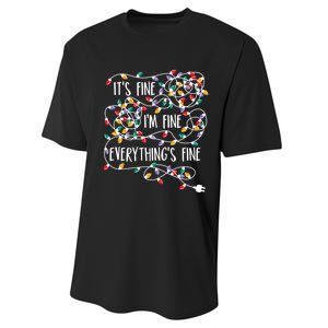 It's Fine I'm Fine Everything Is Fine Christmas Lights Performance Sprint T-Shirt