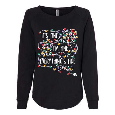 It's Fine I'm Fine Everything Is Fine Christmas Lights Womens California Wash Sweatshirt