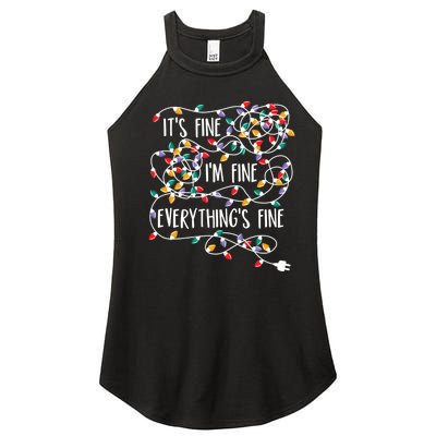 It's Fine I'm Fine Everything Is Fine Christmas Lights Women's Perfect Tri Rocker Tank