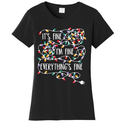 It's Fine I'm Fine Everything Is Fine Christmas Lights Women's T-Shirt