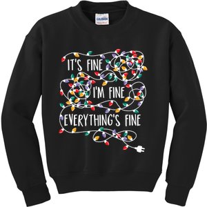 It's Fine I'm Fine Everything Is Fine Christmas Lights Kids Sweatshirt