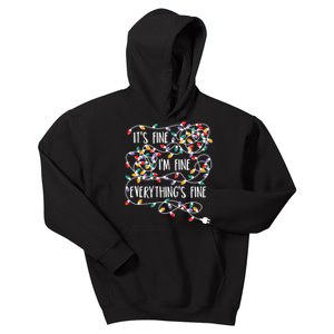 It's Fine I'm Fine Everything Is Fine Christmas Lights Kids Hoodie