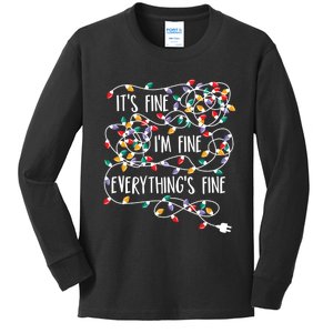 It's Fine I'm Fine Everything Is Fine Christmas Lights Kids Long Sleeve Shirt