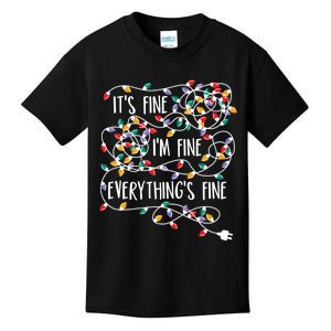 It's Fine I'm Fine Everything Is Fine Christmas Lights Kids T-Shirt