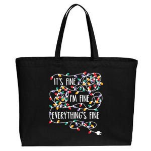 It's Fine I'm Fine Everything Is Fine Christmas Lights Cotton Canvas Jumbo Tote