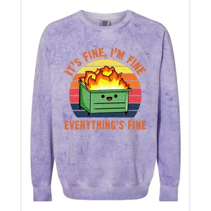 Its Fine Im Fine Everythings Fine Lil Dumpster Fire Cool Colorblast Crewneck Sweatshirt