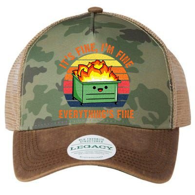 Its Fine Im Fine Everythings Fine Lil Dumpster Fire Cool Legacy Tie Dye Trucker Hat