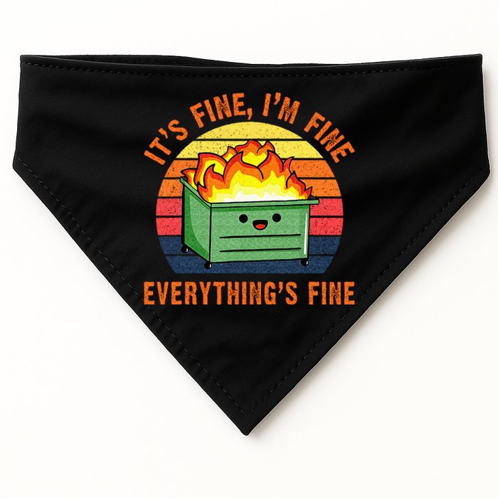 Its Fine Im Fine Everythings Fine Lil Dumpster Fire Cool USA-Made Doggie Bandana