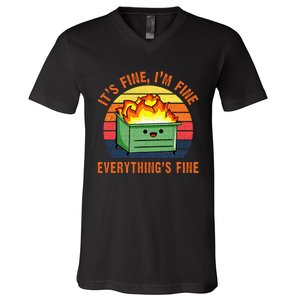 Its Fine Im Fine Everythings Fine Lil Dumpster Fire Cool V-Neck T-Shirt