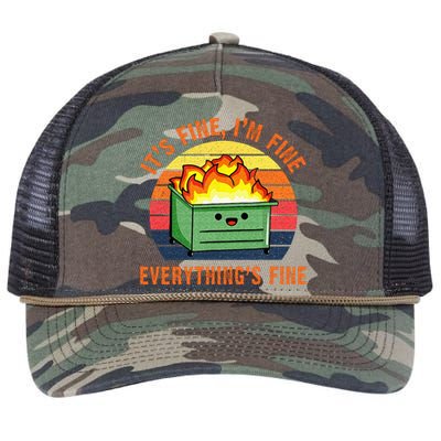 Its Fine Im Fine Everythings Fine Lil Dumpster Fire Cool Retro Rope Trucker Hat Cap