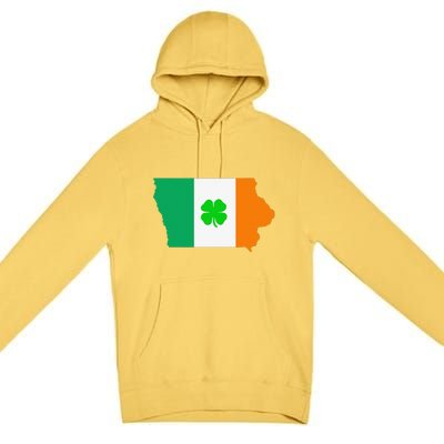 Irish Flag Iowa State Map St Patrick's Day Premium Pullover Hoodie