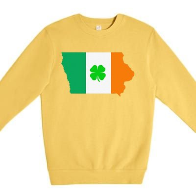 Irish Flag Iowa State Map St Patrick's Day Premium Crewneck Sweatshirt