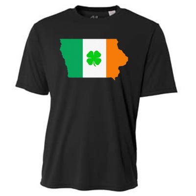 Irish Flag Iowa State Map St Patrick's Day Cooling Performance Crew T-Shirt